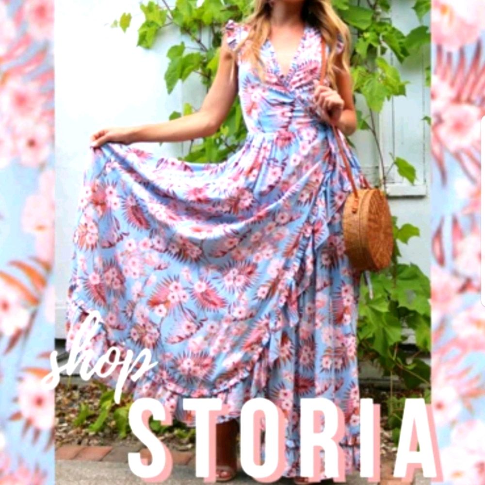 Storia Ruffle Floral Maxi Dress (new)